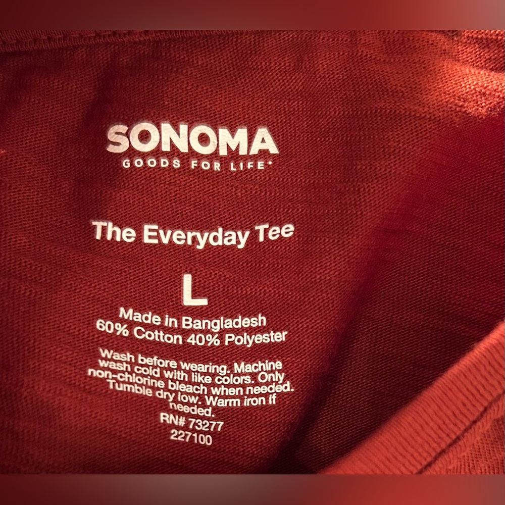 Sonoma Set of 2 Dark Red and Green Everyday Long Sleeve Tees - Picture 3 of 9